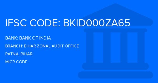 Bank Of India (BOI) Bihar Zonal Audit Office Branch IFSC Code