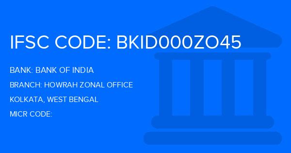 Bank Of India (BOI) Howrah Zonal Office Branch IFSC Code