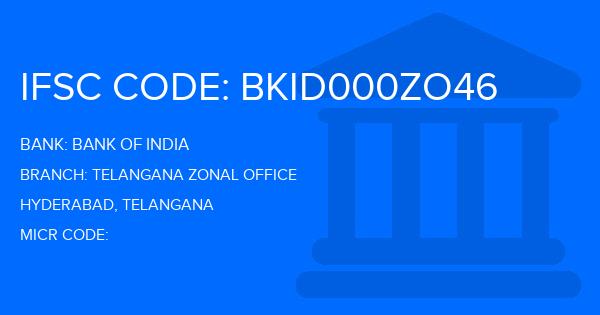 Bank Of India (BOI) Telangana Zonal Office Branch IFSC Code