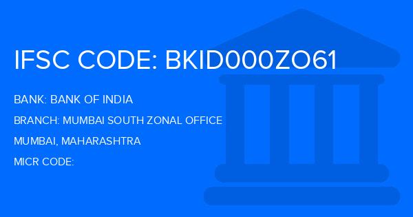 Bank Of India (BOI) Mumbai South Zonal Office Branch IFSC Code