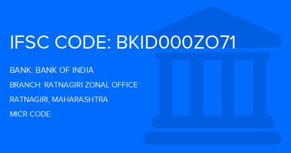 Bank Of India (BOI) Ratnagiri Zonal Office Branch IFSC Code