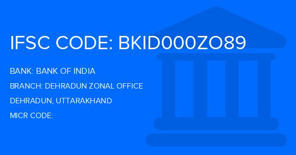 Bank Of India (BOI) Dehradun Zonal Office Branch IFSC Code