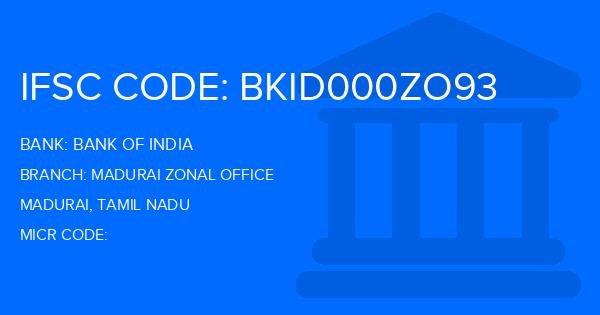 Bank Of India (BOI) Madurai Zonal Office Branch IFSC Code