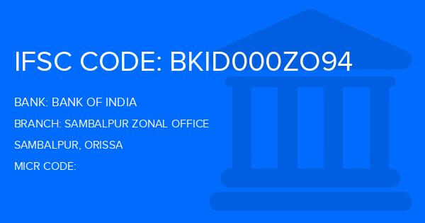 Bank Of India (BOI) Sambalpur Zonal Office Branch IFSC Code