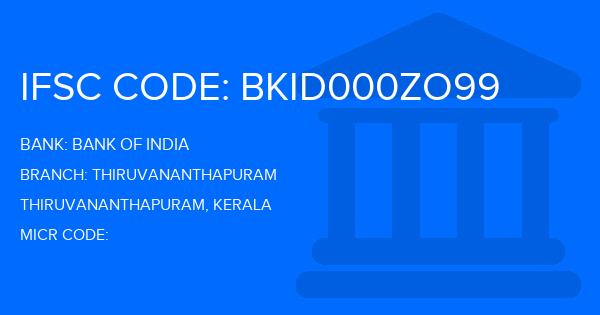 Bank Of India (BOI) Thiruvananthapuram Branch IFSC Code