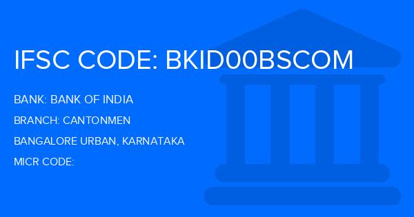 Bank Of India (BOI) Cantonmen Branch IFSC Code