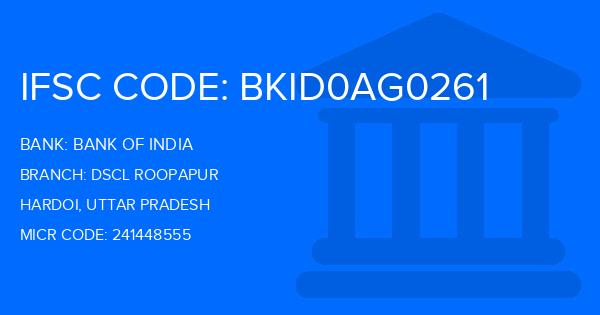 Bank Of India (BOI) Dscl Roopapur Branch IFSC Code