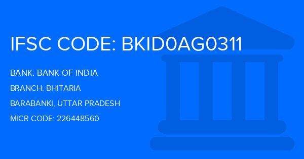 Bank Of India (BOI) Bhitaria Branch IFSC Code