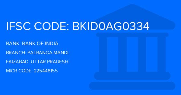 Bank Of India (BOI) Patranga Mandi Branch IFSC Code