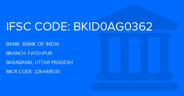 Bank Of India (BOI) Fatehpur Branch IFSC Code