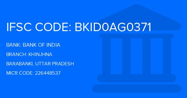 Bank Of India (BOI) Khinjhna Branch IFSC Code