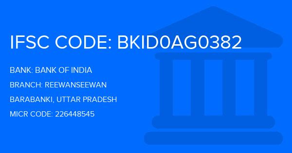 Bank Of India (BOI) Reewanseewan Branch IFSC Code