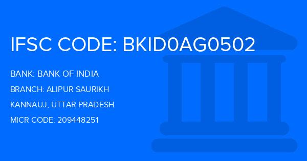 Bank Of India (BOI) Alipur Saurikh Branch IFSC Code