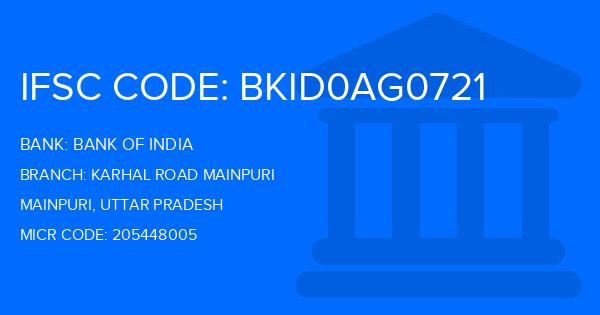 Bank Of India (BOI) Karhal Road Mainpuri Branch IFSC Code