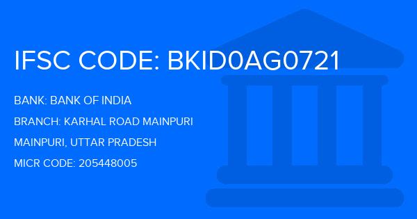 Bank Of India (BOI) Karhal Road Mainpuri Branch IFSC Code