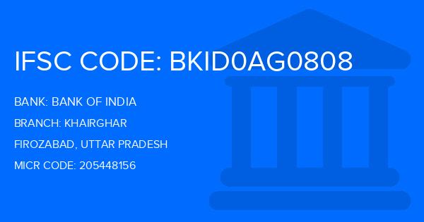 Bank Of India (BOI) Khairghar Branch IFSC Code
