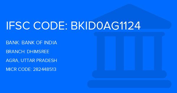 Bank Of India (BOI) Dhimsree Branch IFSC Code