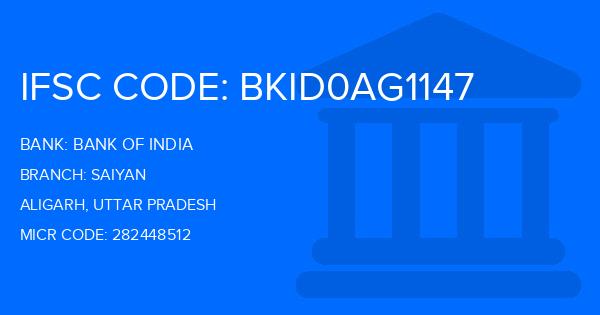 Bank Of India (BOI) Saiyan Branch IFSC Code