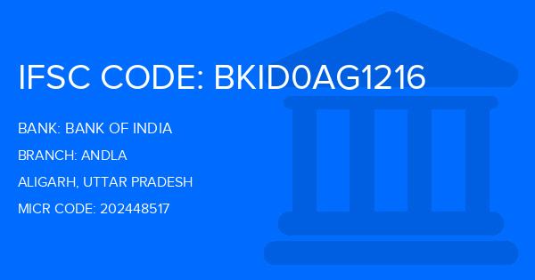 Bank Of India (BOI) Andla Branch IFSC Code