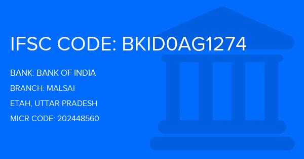 Bank Of India (BOI) Malsai Branch IFSC Code