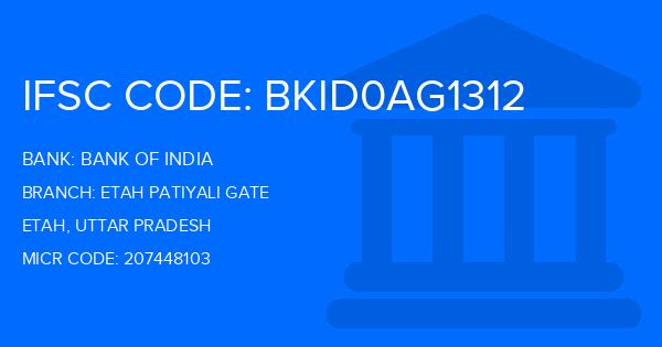 Bank Of India (BOI) Etah Patiyali Gate Branch IFSC Code