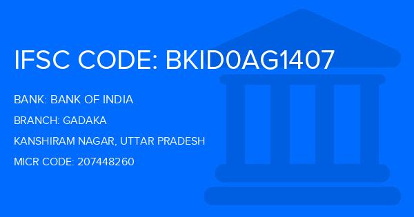 Bank Of India (BOI) Gadaka Branch IFSC Code