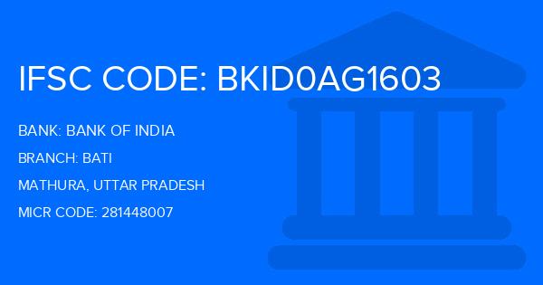 Bank Of India (BOI) Bati Branch IFSC Code