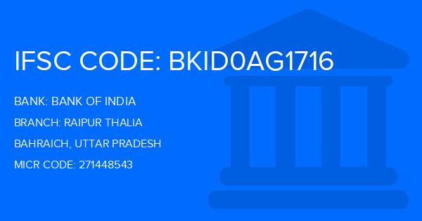 Bank Of India (BOI) Raipur Thalia Branch IFSC Code