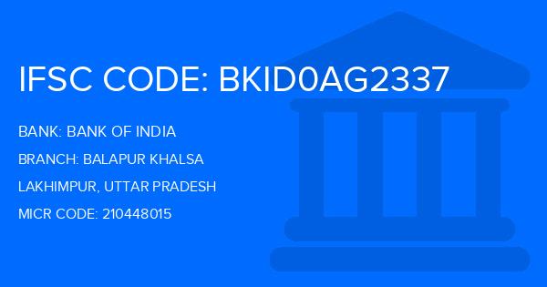 Bank Of India (BOI) Balapur Khalsa Branch IFSC Code