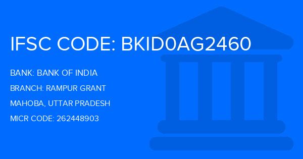 Bank Of India (BOI) Rampur Grant Branch IFSC Code