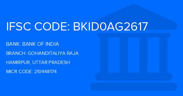 Bank Of India (BOI) Gohanditaliya Raja Branch IFSC Code