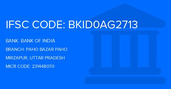 Bank Of India (BOI) Paho Bazar Paho Branch IFSC Code