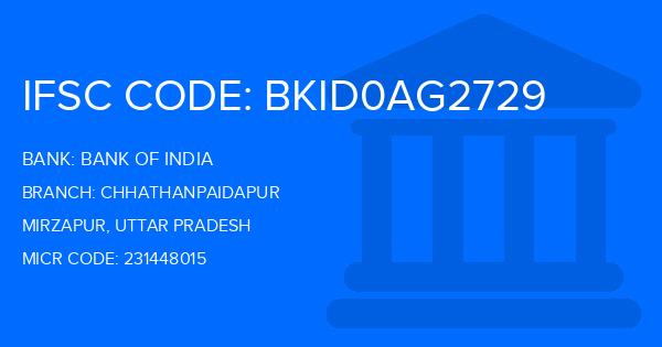 Bank Of India (BOI) Chhathanpaidapur Branch IFSC Code