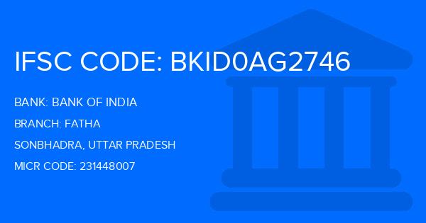 Bank Of India (BOI) Fatha Branch IFSC Code