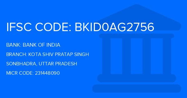 Bank Of India (BOI) Kota Shiv Pratap Singh Branch IFSC Code