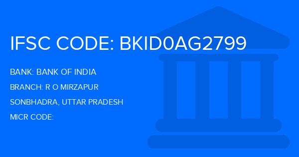Bank Of India (BOI) R O Mirzapur Branch IFSC Code