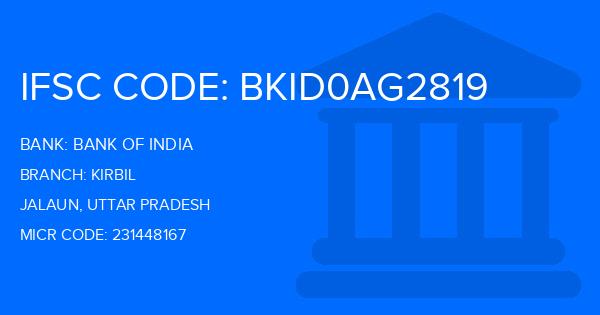 Bank Of India (BOI) Kirbil Branch IFSC Code
