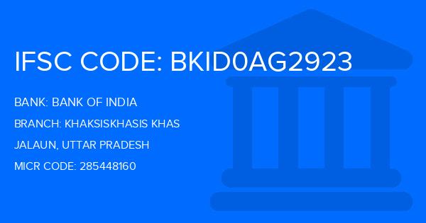 Bank Of India (BOI) Khaksiskhasis Khas Branch IFSC Code