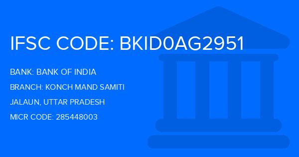 Bank Of India (BOI) Konch Mand Samiti Branch IFSC Code