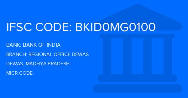 Bank Of India (BOI) Regional Office Dewas Branch IFSC Code