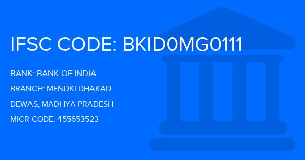 Bank Of India (BOI) Mendki Dhakad Branch IFSC Code