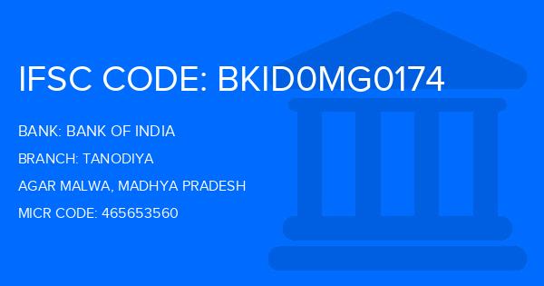 Bank Of India (BOI) Tanodiya Branch IFSC Code