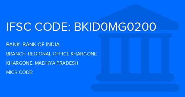 Bank Of India (BOI) Regional Office Khargone Branch IFSC Code