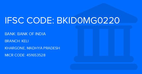 Bank Of India (BOI) Keli Branch IFSC Code