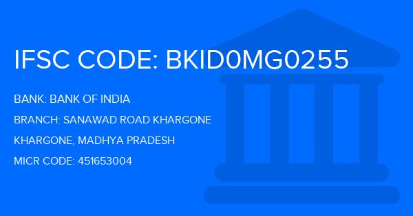 Bank Of India (BOI) Sanawad Road Khargone Branch IFSC Code