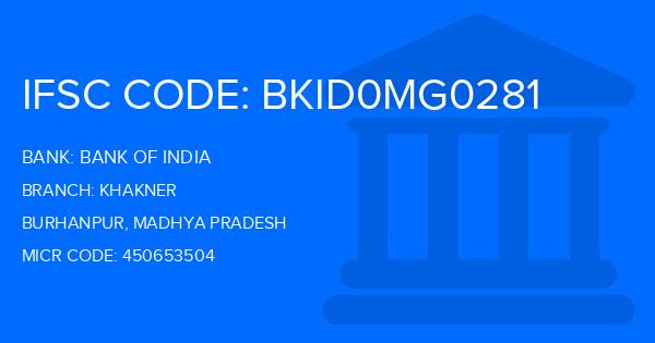 Bank Of India (BOI) Khakner Branch IFSC Code