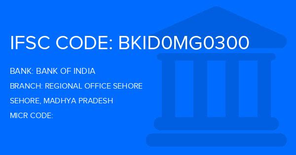 Bank Of India (BOI) Regional Office Sehore Branch IFSC Code