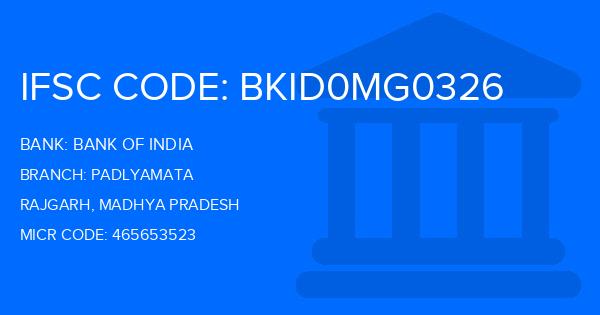 Bank Of India (BOI) Padlyamata Branch IFSC Code