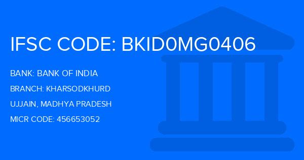 Bank Of India (BOI) Kharsodkhurd Branch IFSC Code