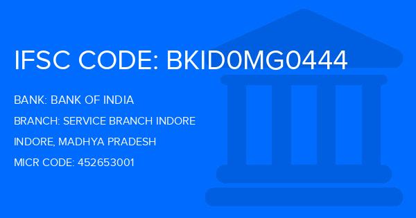 Bank Of India (BOI) Service Branch Indore Branch IFSC Code
